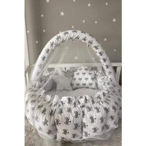 Jaju Baby Handmade Fox Patterned Open-Close Game Mat Babynest with Mosquito Net Apparatus