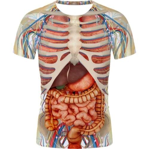 3D breathable T-shirts Funny skeleton print T shirt Street casual sports tops Mens vintage t-shirts Comfortable short sleeves