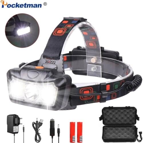 Waterproof LED Head Light USB Rechargeable Head Lamp Use 18650 Battery Powerful T6 COB LED Headlight Lanterna with 4 Modes