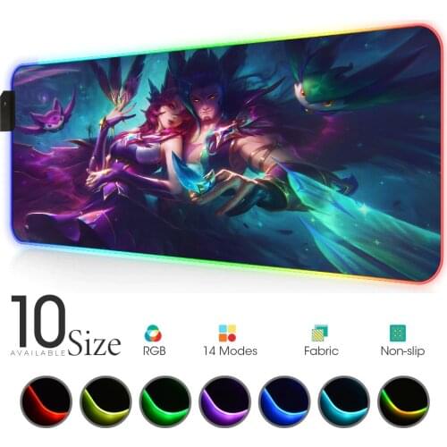 Ahri Star Guardian Xayah League of Legends Gaming Mouse Pad Deco Gaming Lights Slipmat Rgb Rug Play Mat LOL Backlight Pc Gamer