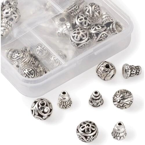 10Sets Tibetan Silver Alloy 3-Hole Round Guru Bead T-Drilled Buddhist Beads Buddha Head Bead Cap for Mala DIY Bracelet Jewelry