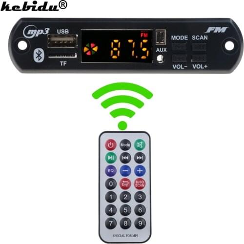 Kebidu FM TF Radio Bluetooth MP3 Decoder Board 12V Audio Module for Car Remote Music Speaker DC 5V Micro USB Power Supply