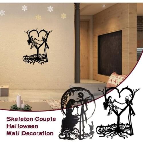 Halloween Skeleton Couple Metal Art Wall Decor Door Pendant Skeleton Couple Wall Decor Halloween Room Decor Metal Ornament