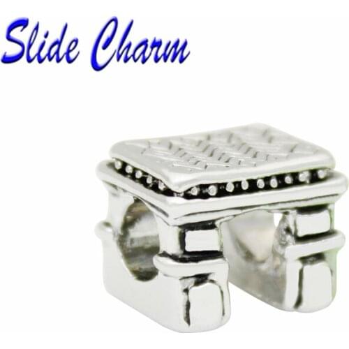 Straight hole fashion jewelry DIY charm, European and American style French Arc de Triomphe bead Fit Pandora Bracelet Necklace
