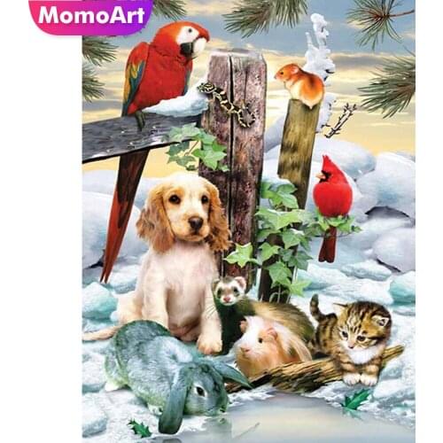 MomoArt 5D DIY Diamond Embroidery Dog Craft Kit Diamond Painting Winter Animal Cross Stitch Mosaic Christmas Decorationds