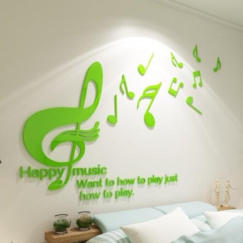 Music note 3d wall sticker Acrylic self-adhesive Childrens room Bedroom music classroom Background wall decoration stickers
