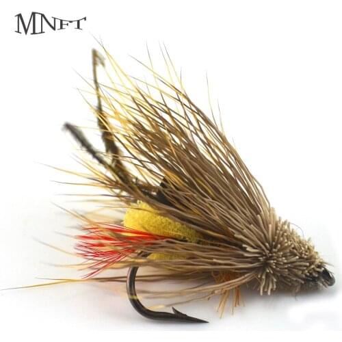 MNFT 10PCS 6# Fly Fishing Grass Hopper Flies Trout Flies Fly fishing Tail Possession Have Egg Muddler Minnow Bait