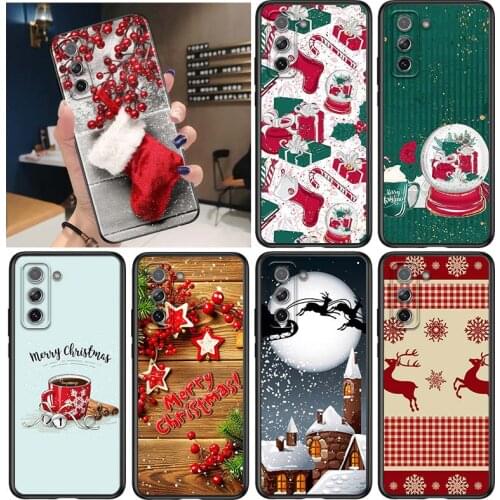New Year Gifts Christmas for Samsung Galaxy S21 Ultra Plus Note 20 10 9 8 S10 S9 S8 S7 S6 Edge Plus Black Phone Case