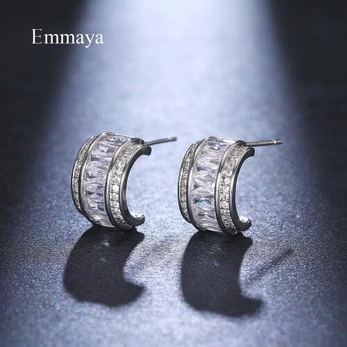 Emmaya New Fashion Semicircle Appearance White Color AAA CZ Open Earring For Women Fascinating Jewelry In Wedding Party Dress-up