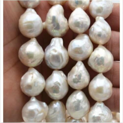 New Real 15x19mm Natural South Baroque White Akoya Pearl loose beads 15