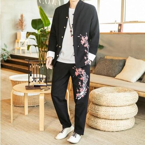 Ingenuity tang suits loose large jacquard embroidery pure color long sleeve jacket cardigan Autumn spring casual kungfu festival