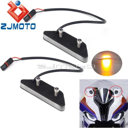 For BMW S1000RR S1000 RR 2020-Present Plug & Play Front LED Turn Signal Light Indicator Blinker Mirror Block Off Plate Aluminum