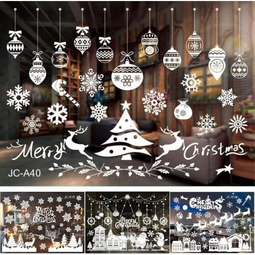 Christmas Casement Wall Stickers Nowflake/Elk/Snowman/Santa Claus Window Decals Dressing Xmas Gift 2022 New Year Home Decor