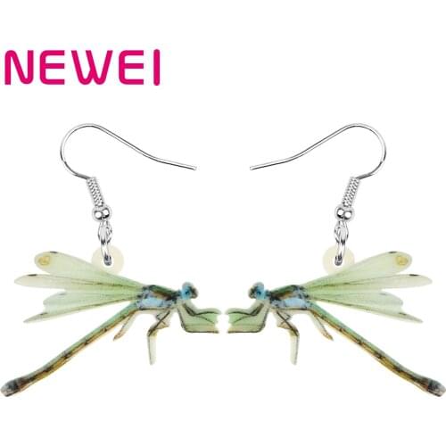 Newei Acrylic Dragonfly Earrings Printing Lightweight Cute Animal Dangle Drop Jewelry For Women Girls Novelty Gift Decoration
