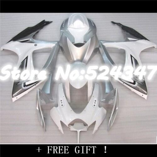 B Injection For A GSXR600 2008 2009 2010 white silver GSXR750 2008 2009 2010 2008-2010 GSX-R600/750 08 10 09 K8 ABS Fairing Set