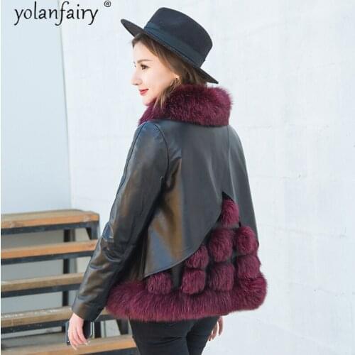 Genuine Leather Jacket Women Down Jacket Short Sheepskin Coat Female Real Fox Fur Collar Winter 2020 Mujer Chaqueta Pph1539
