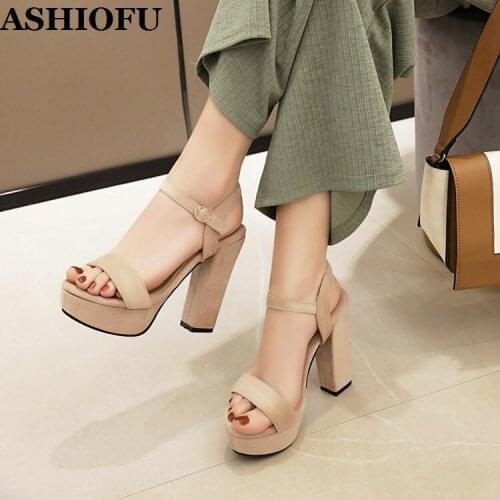 ASHIOFU Handmade Womens 12cm Super Heels Sandals Party Prom Platform Summer Shoes Evening Daily Wear Fashion Club Sandals Shoes