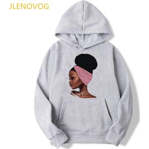 Melanin women gray hoodies African black girls magic sweatshirt women clothes 2021 oversized winter sudadera mujer streetwear