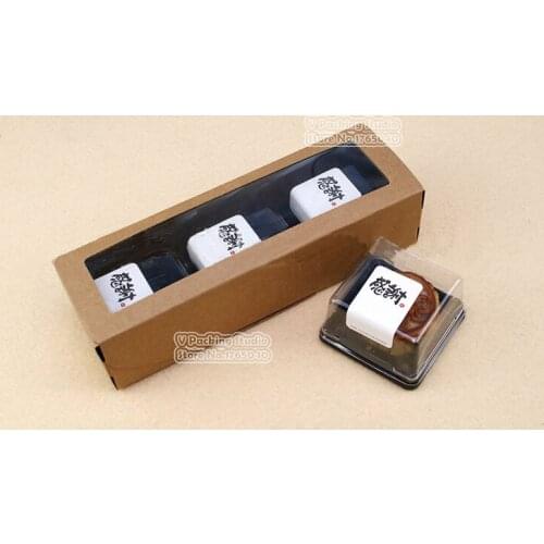 100pcs/lot 21x7x5cm Brown Kraft Paper Box With Window Gift Box Packaging Cookie Macaron Box Wed