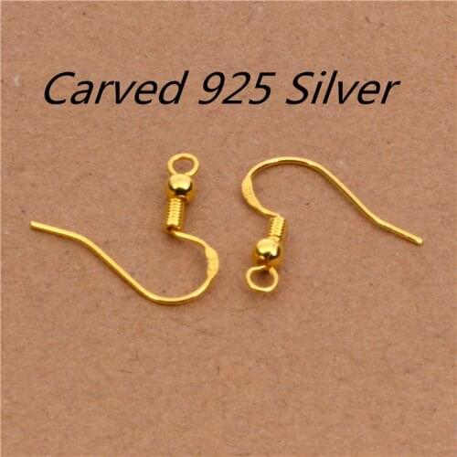 50PCS 925 Sterling Silver Ear Hooks Earwire with Ball and Coil Earring Gold Plated Earring Hook Diy Earring Findings