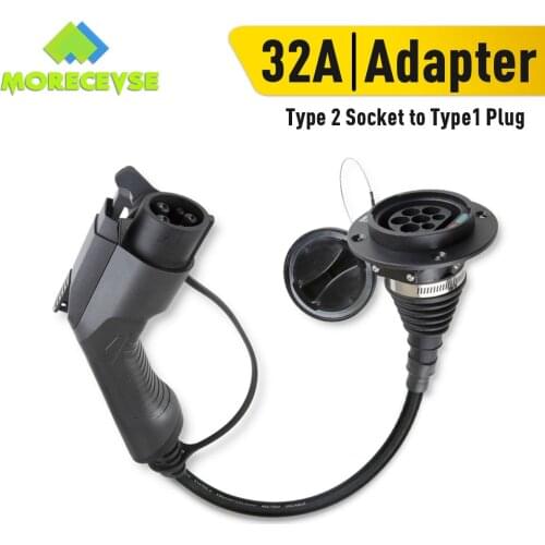 Morec EV Charger Adapter EVSE Charging Cable Type2 Inlet to Type1 Plug Flexible 32A 1 Phase For Audi,BMW