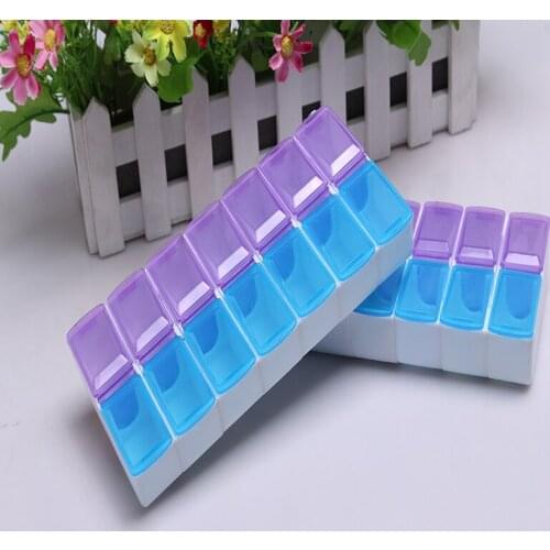 7 Days Weekly pill case 14 Grids AM PM a day medicine box pill storage organizer convenient pill case