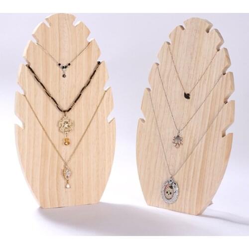 Novelty Handmade Wooden Flame Shape Necklace Chain Jewelry Display Stand Wedding Party GiftNovelty Handmade Wooden Flame Shape N