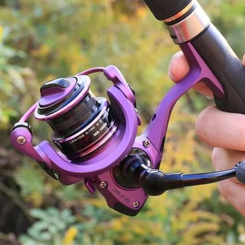 DEUKIO Fishing Reel Metal Spool Spinning Wheel Max Drag Power 5KG MK1000 5+1BB 5.5:1 High Speed Carp Fishing Reel Light Angeln