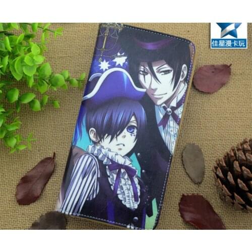 Anime Black Butler wallet New PU Long Wallet boys girls Credit Card purse New Decorative zipper Wallet