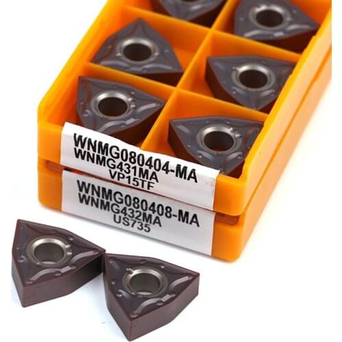 WNMG080404-MA VP15TF WNMG080408 UE6020 US735 CNC Lathe Machining Turning Tool Carbide Insert Impact resistance Easy Chip Removal