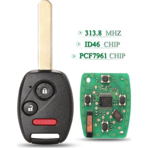 Bilchave 3 Buttons 313.8Mhz Remote Smart Car Key Fob ID46 PCF7961 Chip For Honda Accord 2005-2012 MLBHLIK-1T Car Key