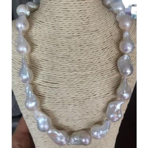 Classic 14-15mm huge south sea white baroque pearl necklace 18inch 14k/20