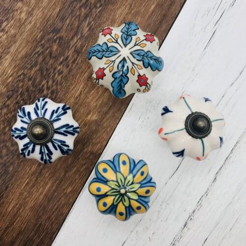 1PC Funiture Kitchen Decor Modern Ceramic Pumpkin Drawer Cabinet Cupboard Jewelry Wardrobe Door Handle Knobs Home Improvements