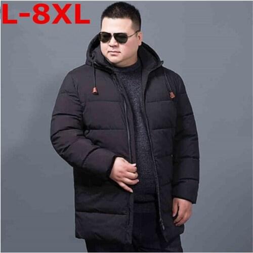 Plus size 8XL 7X 6XL Winter Jacket men hooded Loose Korean Parka Hombre long Jacket coat cashmere mens windbreaker Parkas cotton