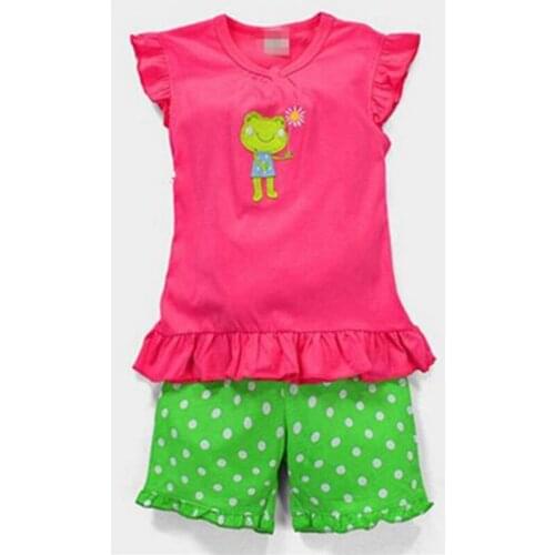 New Summer Girls Pajamas Suit Frog Children Nightwear Sets Baby Boys Pijamas Kid Pyjama Infant Home Clothes Tee Shirts