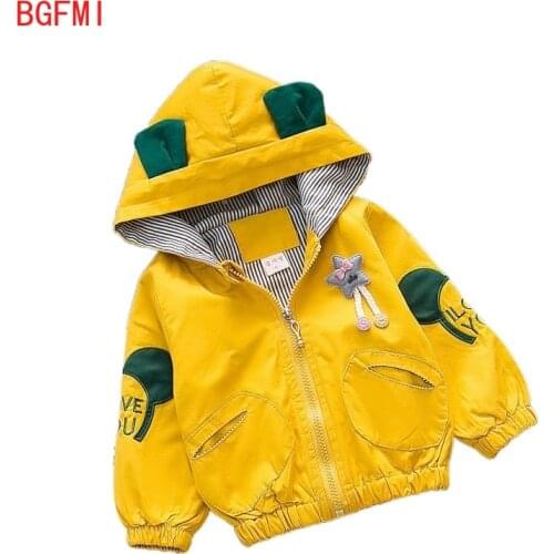 Baby Boy Girl Child Kids Yellow Pink Cartoon Letter Zipper Animal Hooded Coat Jacket Windbreaker Outerwear Autumn Clothes Coats