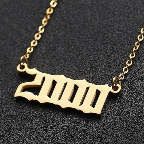 Personalized Year Custom Necklace Choker Babygirl Birth Year Number Pendant Women Men Stainless Steel Anniversary Gift Jewelry