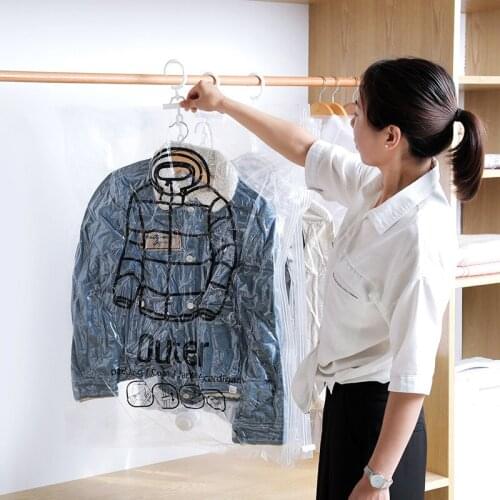 Vacuum Bags For Clothes Hanging Wardrobe Closet Organizer Space Saver Compression Bag Vacuum Package Storage Bag with Air Pump