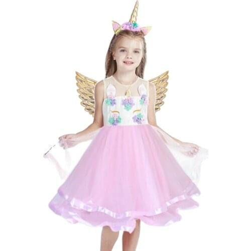 Unicorn Dresses for Elsa Costume Carnival Christmas Kids Dresses for Girls Birthday Princess Dress Children Party Dress Fantasia