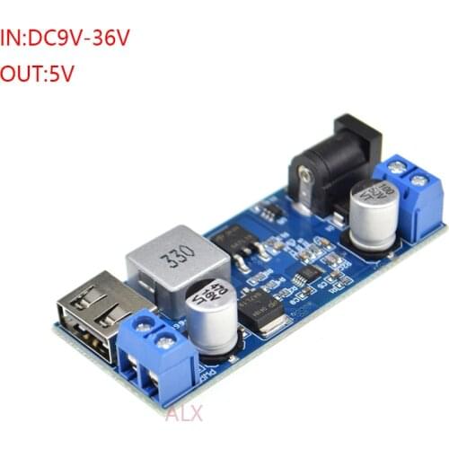 5A DC-DC 9V 12V 24V TO 5V step-down Voltage regulator power supply module board Buck Converter with usb out for phone Charging