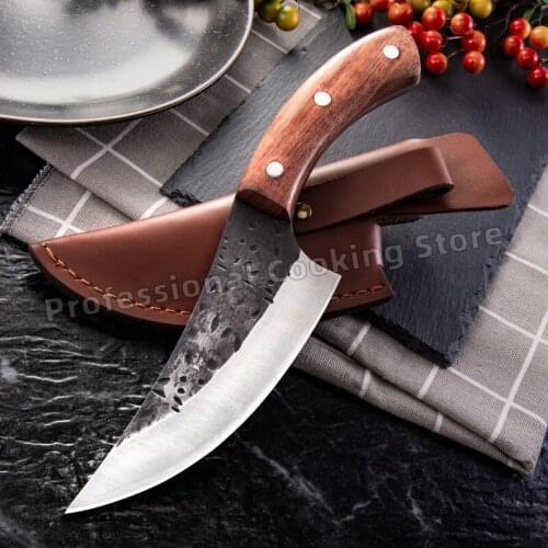 Hand-forged stainless steel butcher knife slicing knife boning knife meat cleaver outdoor cooking knife