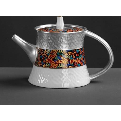 Silvery painted black tea with silver bubbles teapot ceramic kettle pottery China Kungfu teapot single pot home office teaware