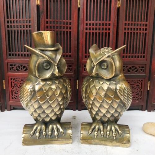 Home Living Room/Desk Decoration Gift High Quality Metal Bronze Pair Owl Sculpture