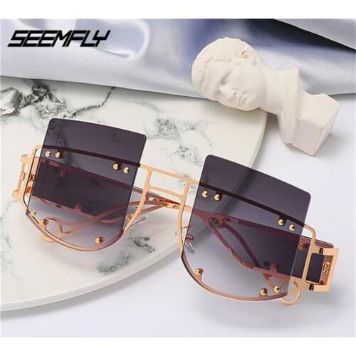 Seemfly Fashion Metal Punk Sunglasses Women Party Decoration Glasses Outdoor Driving Traveling Goggle Glasses UV400 Shades New
