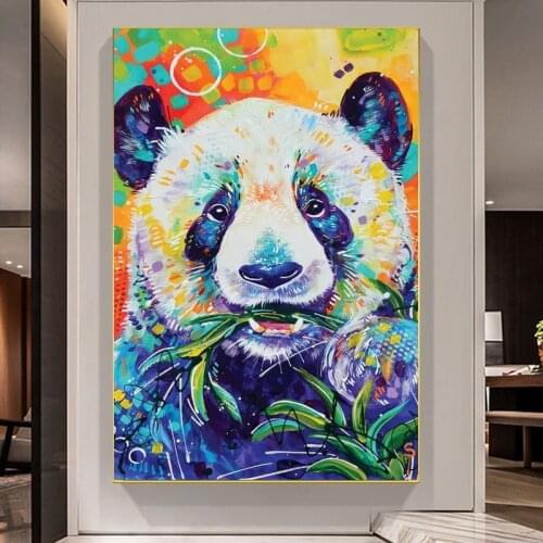 Modern Abstract Graffiti Animal Cute Panda Wall Art Canvas Painting Prints and Pictures Poster for Living Room Home Decoration