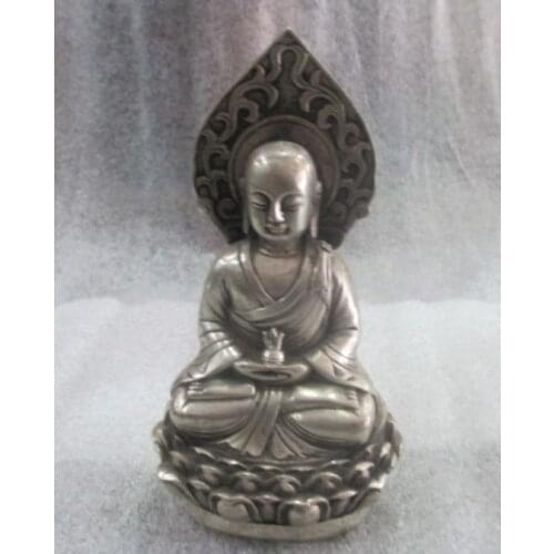 The ancient Chinese sculpture 18 arhats silver plated copper Buddha