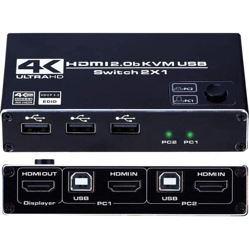 USB KVM Switch USB 2.0 Switcher Keyboard Mouse Printer Computer Monitor 4K 60Hz High Speed 2 Port USB Switch For PS4/3 Splitter