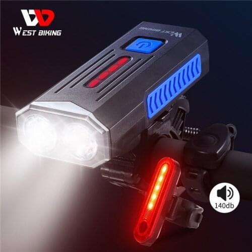 WEST BIKING 1000 Lumens Bike Light 140db Horn Bell USB Rechargeable Headlight Tailight Waterproof LED Cycling Front Rear Lamp