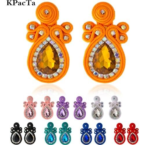KPacTa Fashion Soutache Handmade Big Earring Ethnic Jewelry Women Crystal Decoration Accessories Drop Earring boucle d'oreille