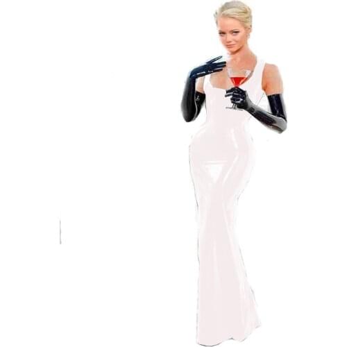 Women Party Dress Sleeveless Bandage Dress for Women Shiny PVC Leather Bodycon Clubwear Sexy Maxi Vest Dresses Cosplay Costume